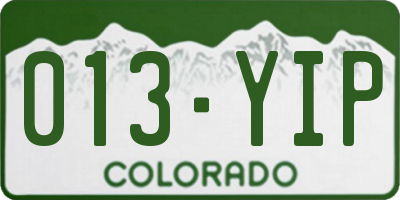 CO license plate 013YIP