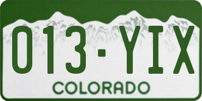 CO license plate 013YIX