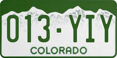 CO license plate 013YIY