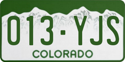 CO license plate 013YJS