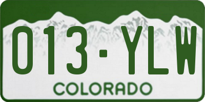 CO license plate 013YLW
