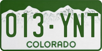 CO license plate 013YNT