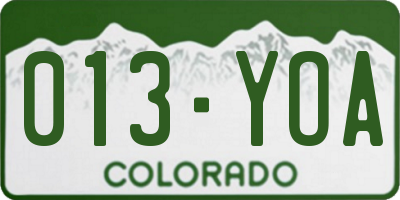 CO license plate 013YOA