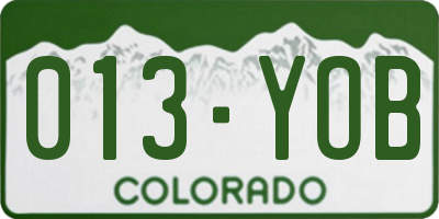 CO license plate 013YOB