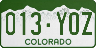 CO license plate 013YOZ