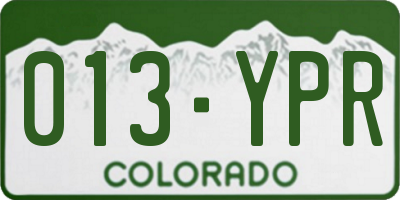 CO license plate 013YPR