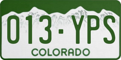 CO license plate 013YPS