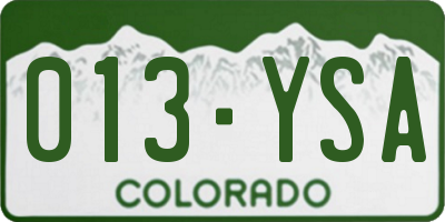 CO license plate 013YSA