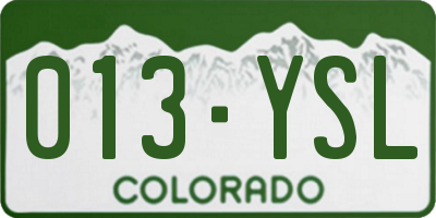 CO license plate 013YSL