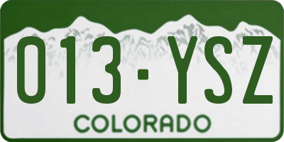 CO license plate 013YSZ