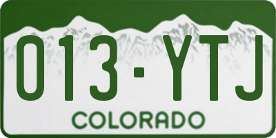 CO license plate 013YTJ