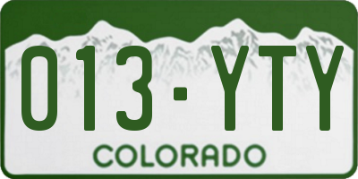 CO license plate 013YTY