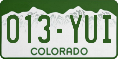 CO license plate 013YUI