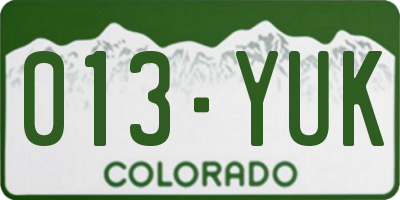 CO license plate 013YUK