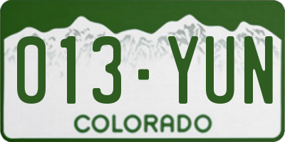 CO license plate 013YUN