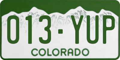 CO license plate 013YUP