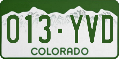 CO license plate 013YVD
