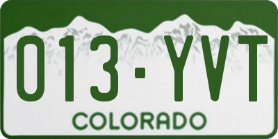 CO license plate 013YVT