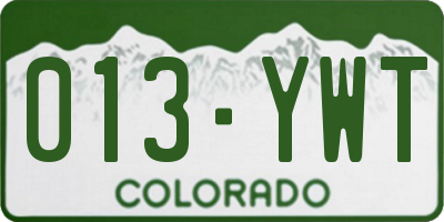 CO license plate 013YWT