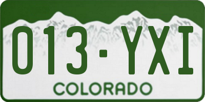 CO license plate 013YXI