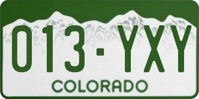 CO license plate 013YXY
