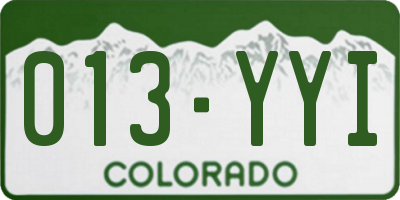 CO license plate 013YYI