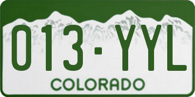 CO license plate 013YYL