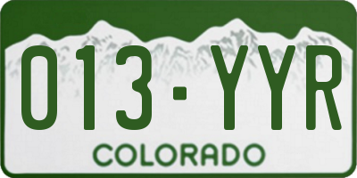 CO license plate 013YYR