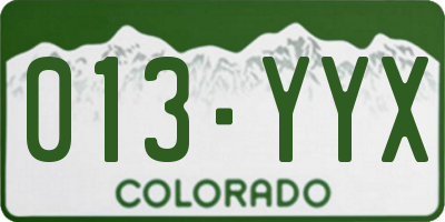 CO license plate 013YYX