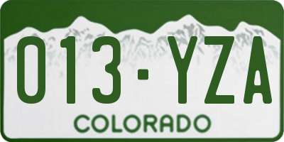 CO license plate 013YZA