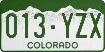 CO license plate 013YZX