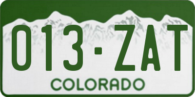 CO license plate 013ZAT