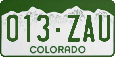 CO license plate 013ZAU