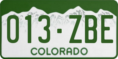 CO license plate 013ZBE