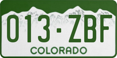 CO license plate 013ZBF