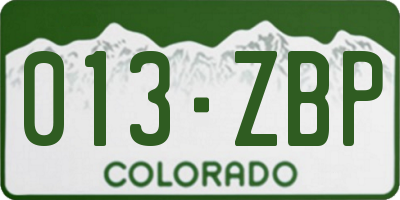 CO license plate 013ZBP