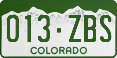 CO license plate 013ZBS