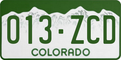 CO license plate 013ZCD