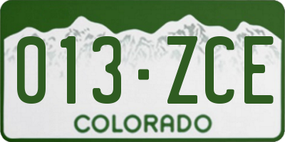 CO license plate 013ZCE