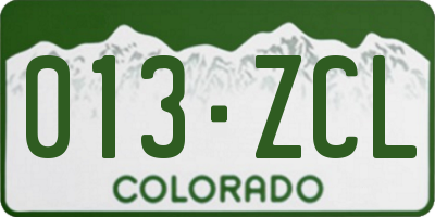 CO license plate 013ZCL