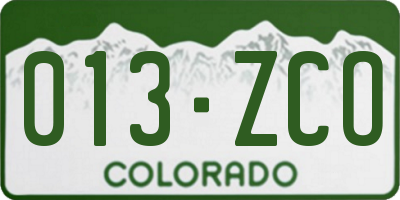 CO license plate 013ZCO