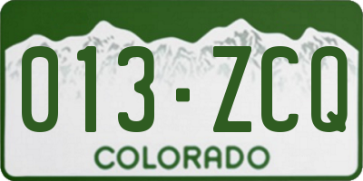 CO license plate 013ZCQ