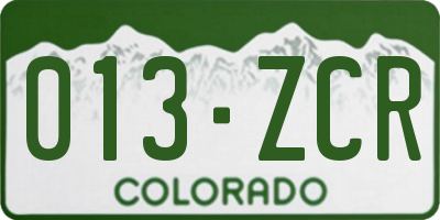 CO license plate 013ZCR