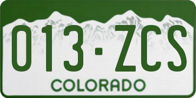 CO license plate 013ZCS