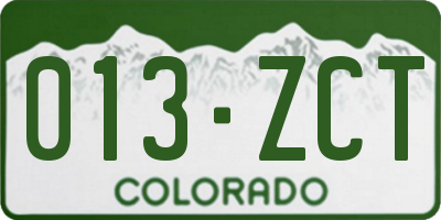 CO license plate 013ZCT