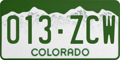 CO license plate 013ZCW