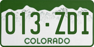 CO license plate 013ZDI
