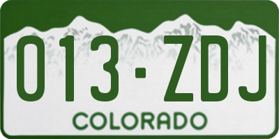 CO license plate 013ZDJ