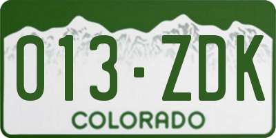 CO license plate 013ZDK