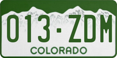 CO license plate 013ZDM